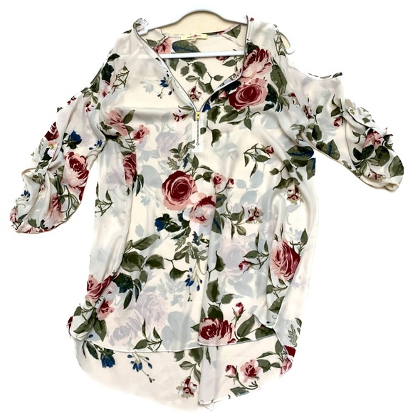 Wishful Park XL Floral Blouse Open Shoulder - Picture 2 of 6